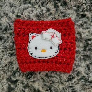 🌺Handmade Crochet Cup Cozy- Hello Kitty Nurse